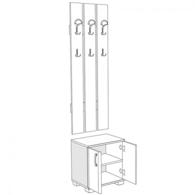 Έπιπλο εισόδου "APOLON PA-2" σε χρώμα δρυς 50x37x209