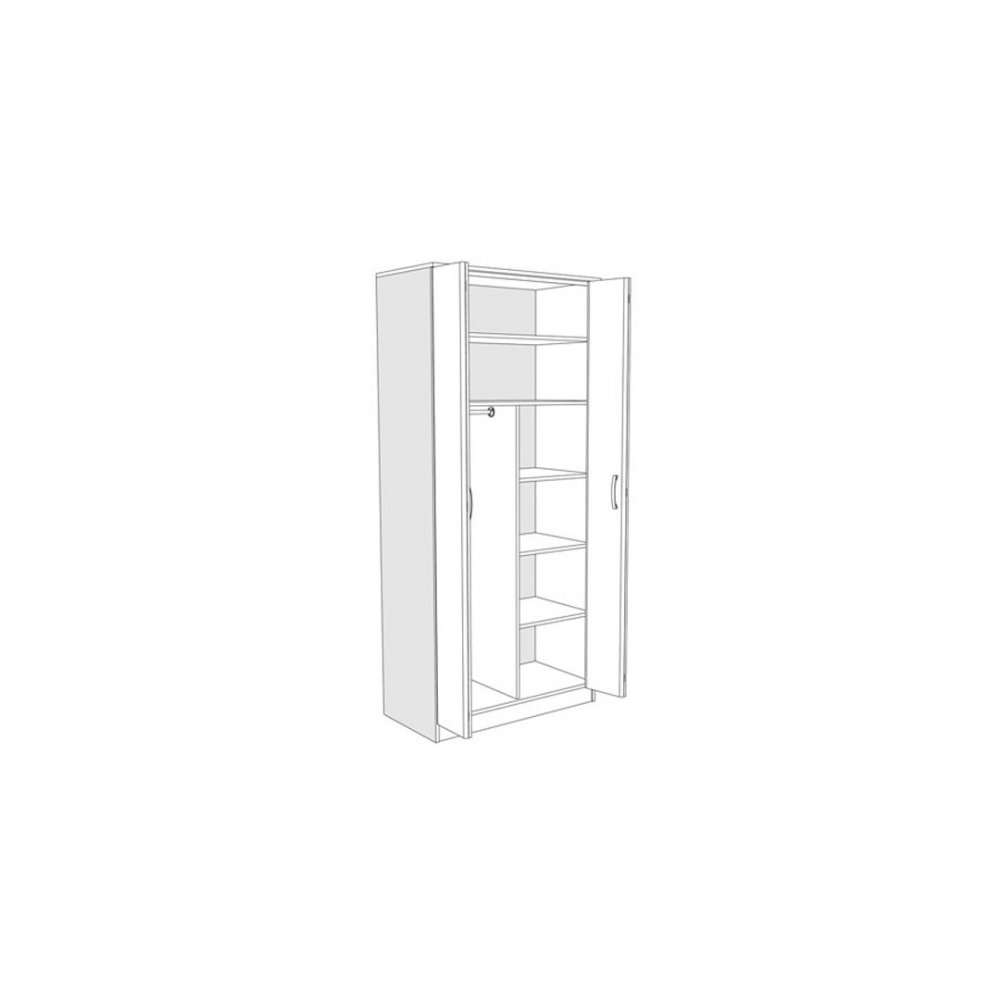 Ντουλάπα "FORTUNA" δίφυλλη σε χρώμα δρυς 100x52x222