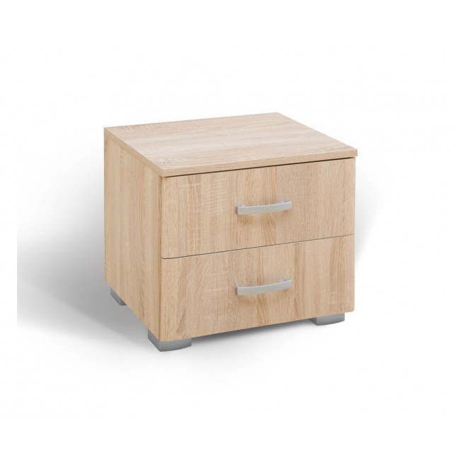 Κομοδίνο με δύο συρτάρια "2F" σε χρώμα δρυς 49x38x45,5
