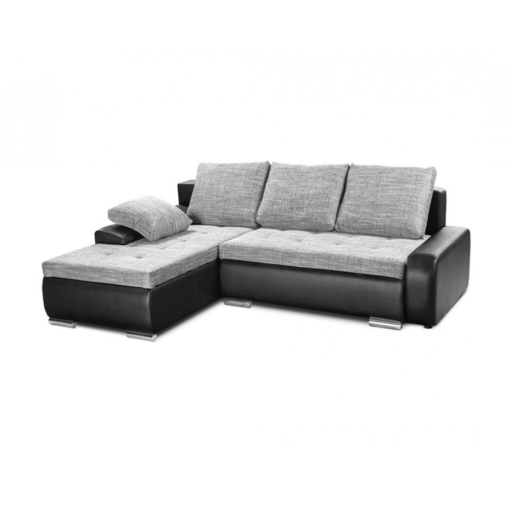 Καναπές-γωνία-κρεβάτι "WINNER" υφασμάτινος-pu σε μαύρο-γκρι χρώμα 257(190)x100x72