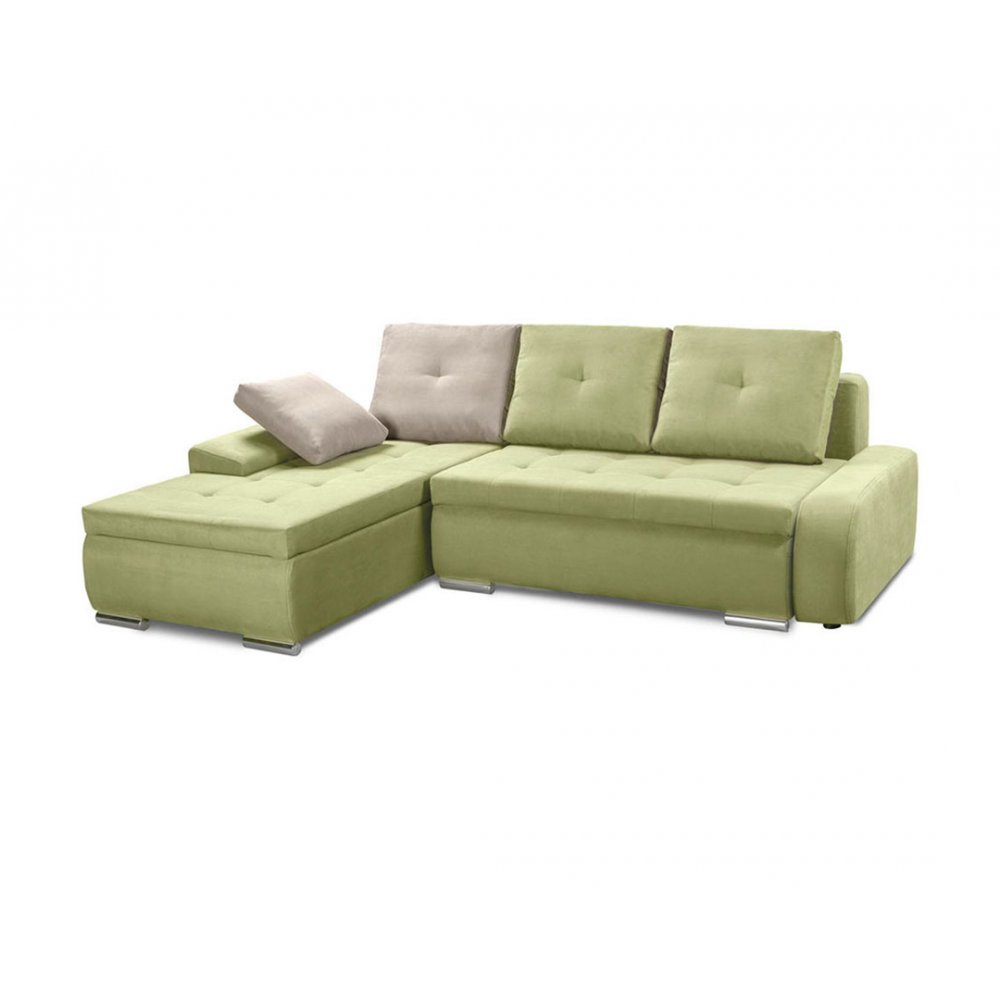 Καναπές-γωνία-κρεβάτι "WINNER LUX" υφασμάτινος σε λαχανί-μπεζ χρώμα 257x190x72