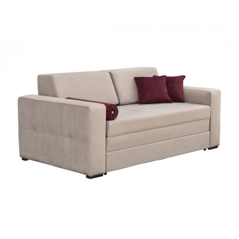 Καναπές-κρεβάτι "LIVING" τριθέσιος υφασμάτινος σε μπεζ χρώμα 200x101x83