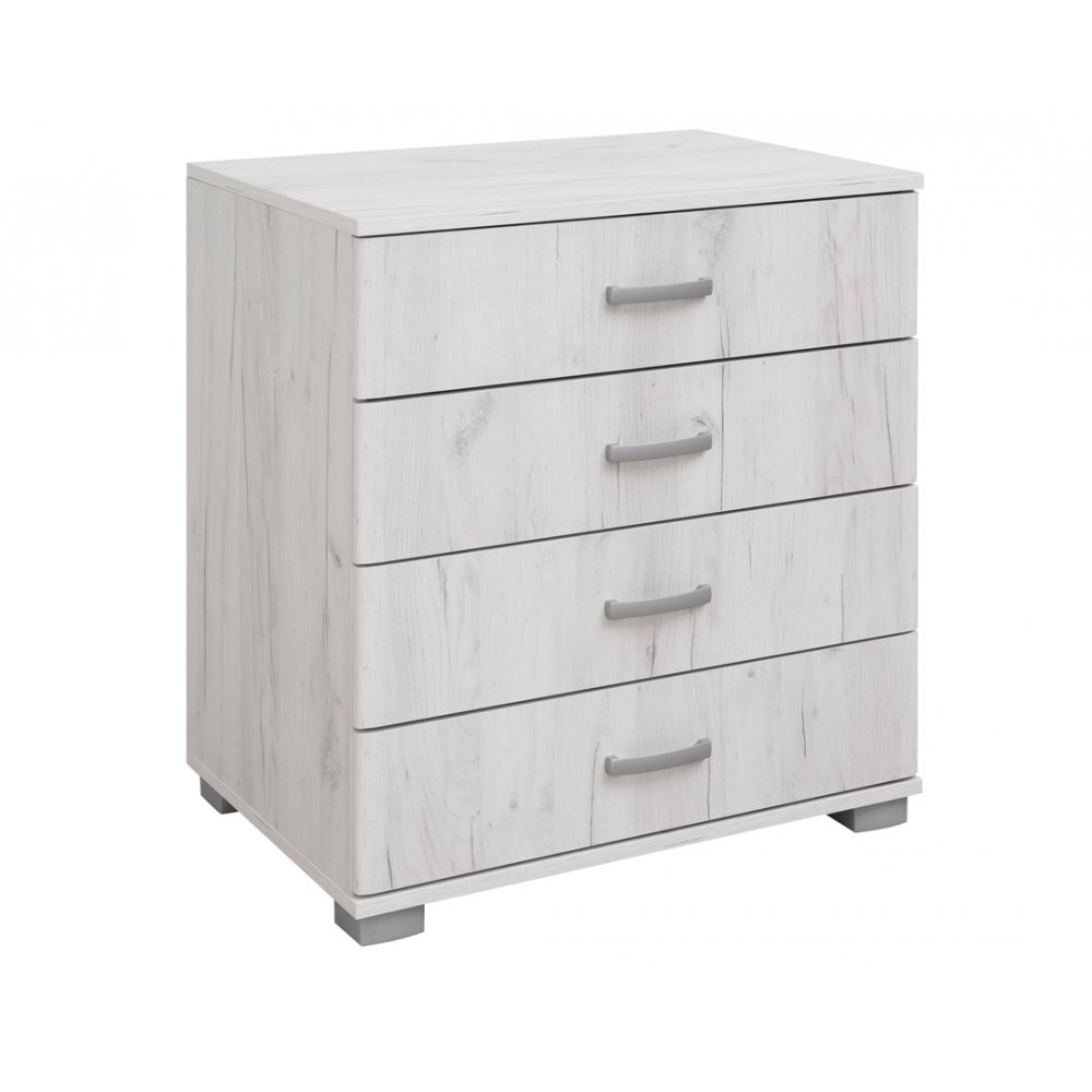 Συρταριέρα "ROMA 4" σε χρώμα λευκό-δρυς 75x52x80