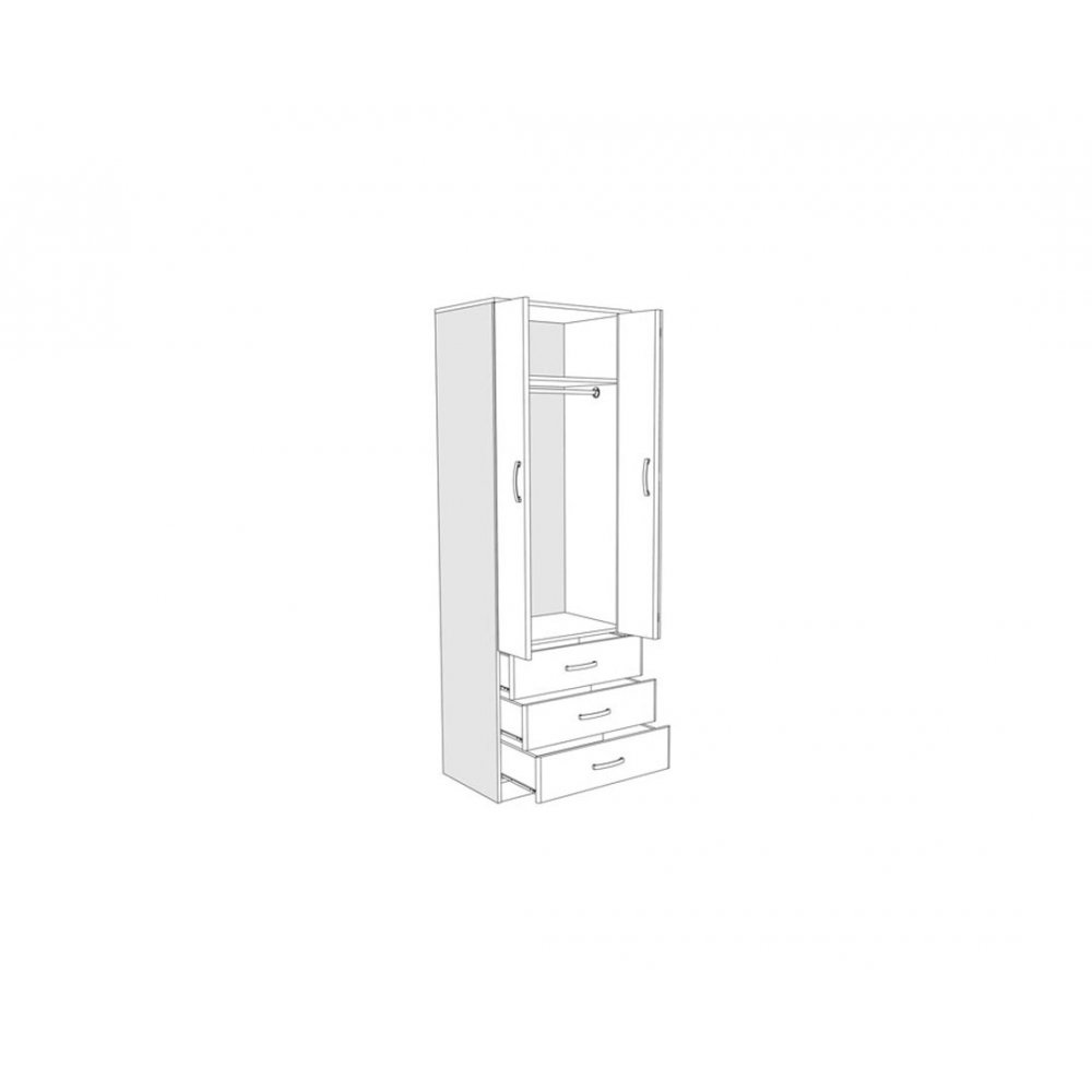 Ντουλάπα "FORTUNA" δίφυλλη σε χρώμα λευκό-δρυς 75x52x222