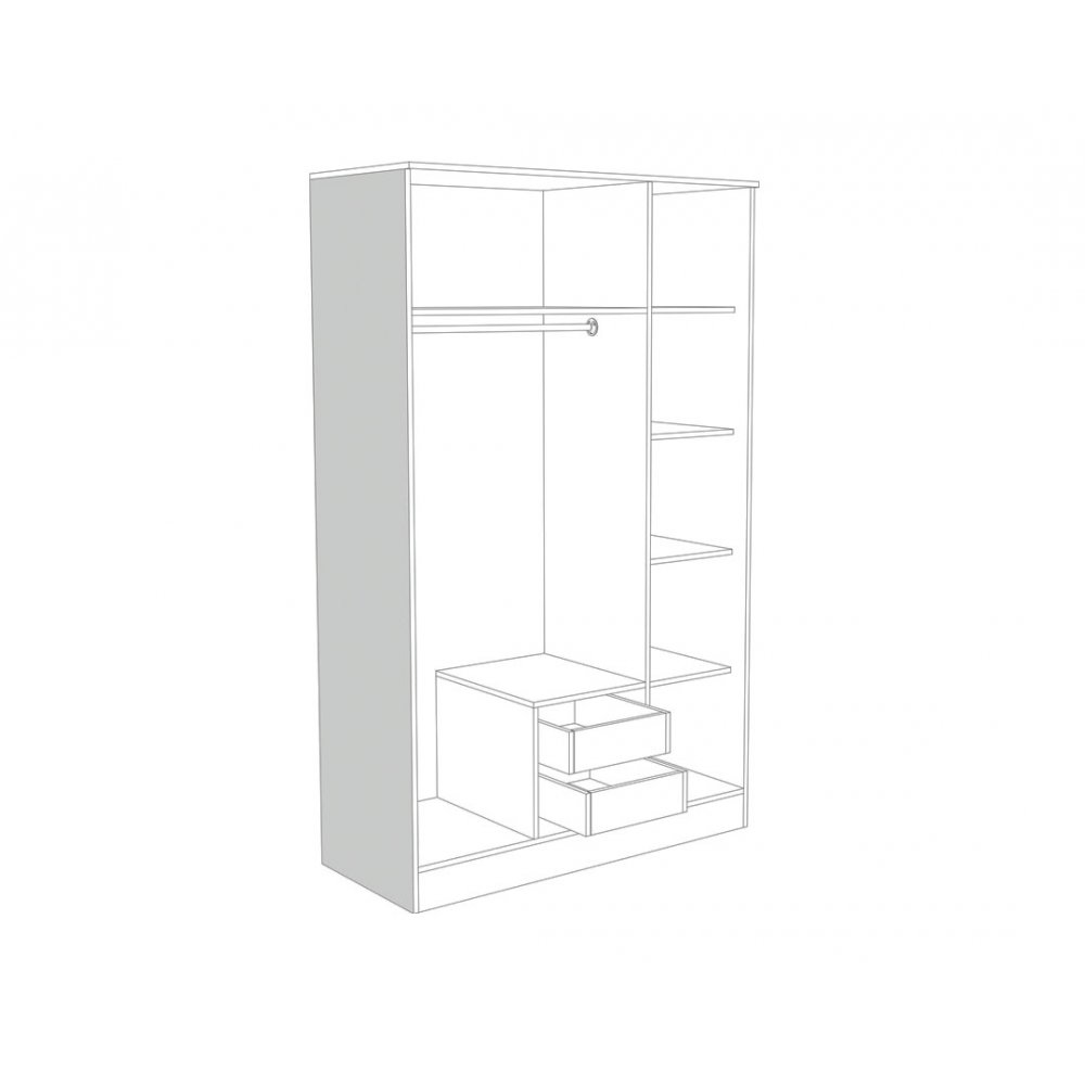 Ντουλάπα "ORMAR" τρίφυλλη σε χρώμα λευκό-δρυς 123x53x200