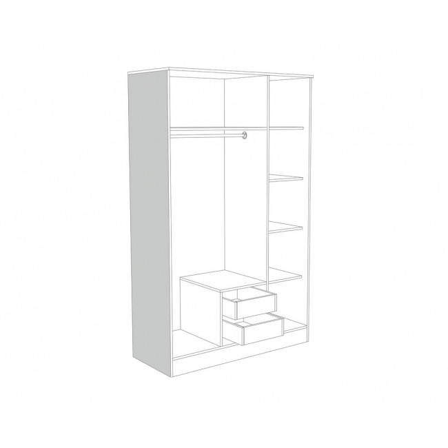 Ντουλάπα "ORMAR" τρίφυλλη σε χρώμα λευκό-δρυς 123x53x200