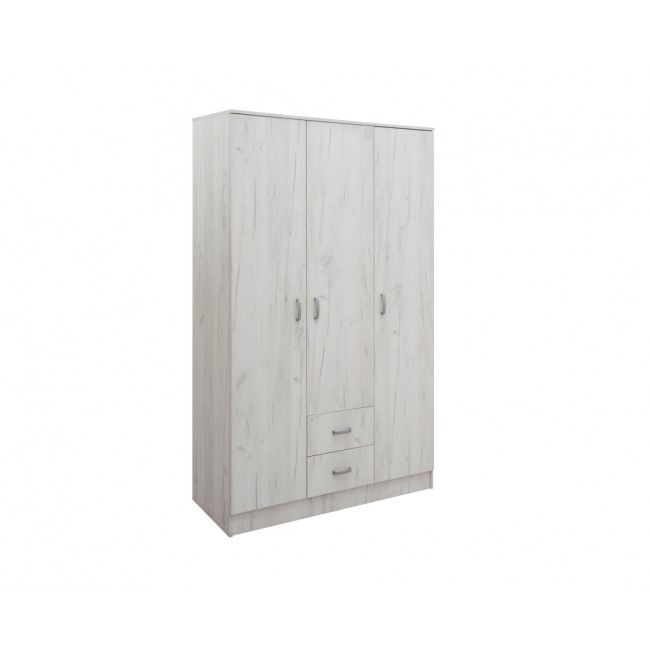 Ντουλάπα "ORMAR" τρίφυλλη σε χρώμα λευκό-δρυς 123x53x200