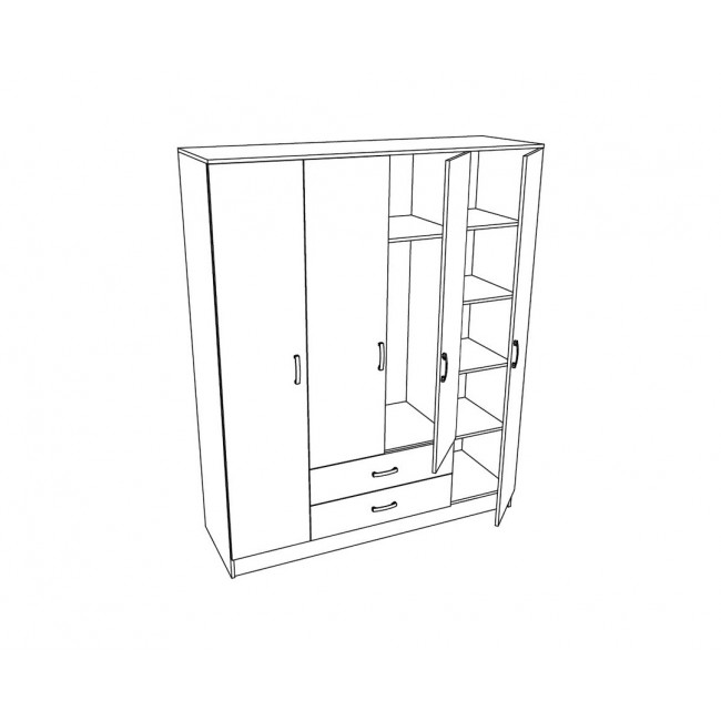 Ντουλάπα "IVA 4K2FO" τετράφυλλη σε χρώμα λευκό-δρυς 163,50x53x200