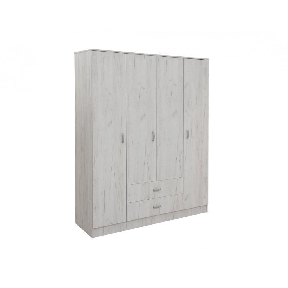 Ντουλάπα "IVA 4K2FO" τετράφυλλη σε χρώμα λευκό-δρυς 163,50x53x200