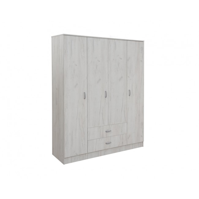 Ντουλάπα "IVA 4K2FO" τετράφυλλη σε χρώμα λευκό-δρυς 163,50x53x200