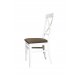 Καρέκλα "DRINA" από μασίφ ξύλο σε χρώμα λευκό-καφέ 45x40x98