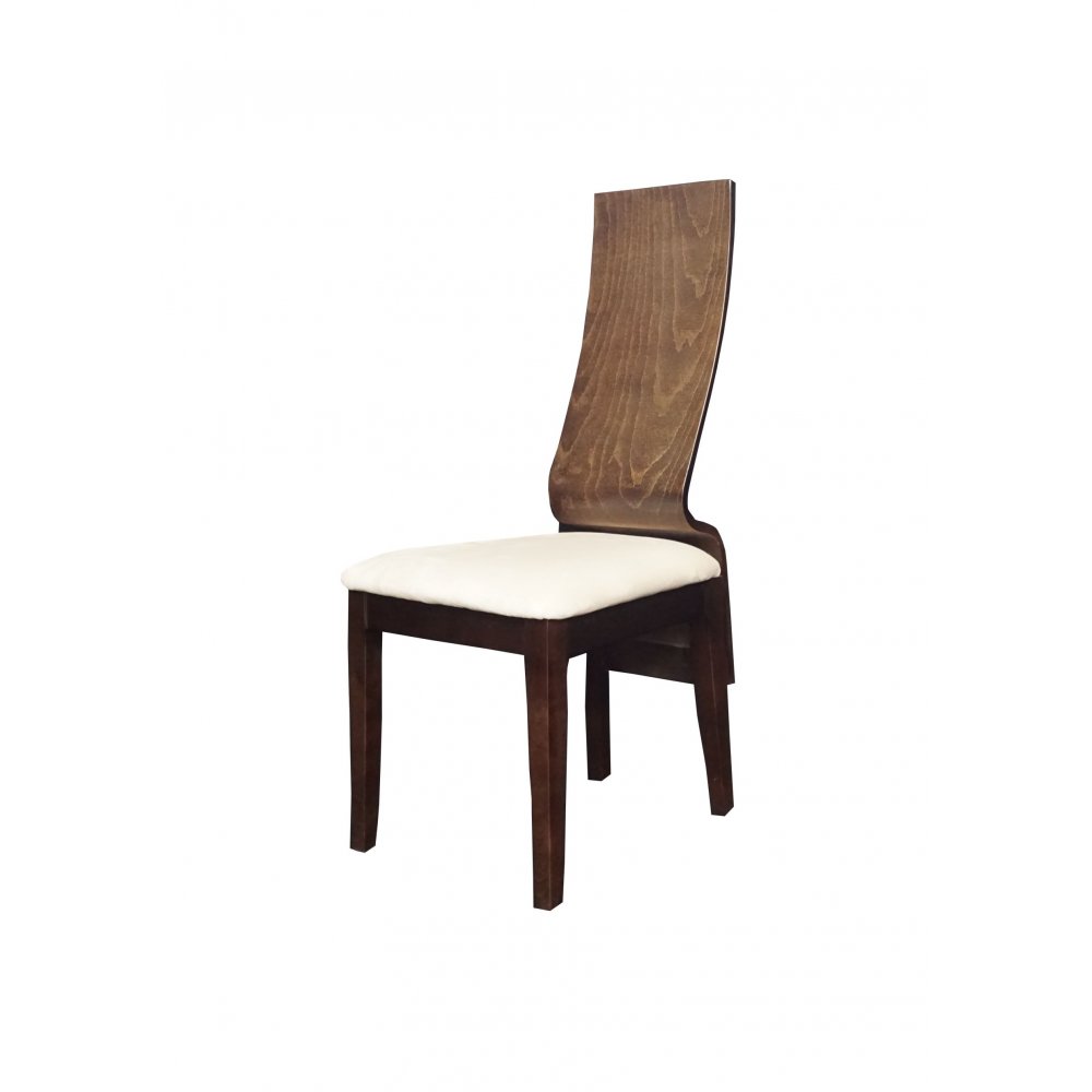 Καρέκλα "MOUSA" από μασίφ ξύλο σε χρώμα καρυδί-εκρού 48x49x108