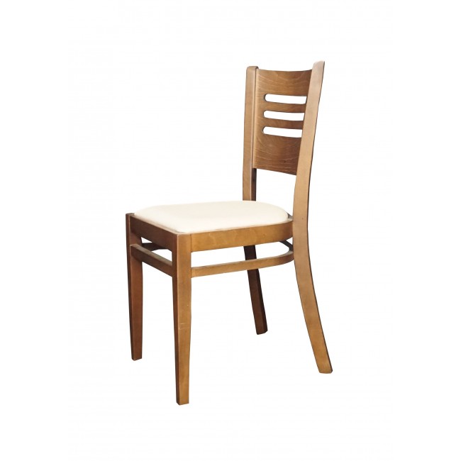 Καρέκλα "CHRIS" από μασίφ ξύλο σε χρώμα καρυδί-εκρού 42x43x90