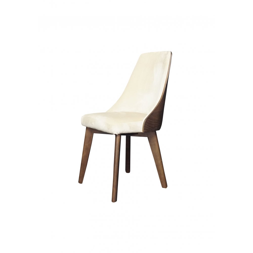 Καρέκλα "LIZA 1" από μασίφ ξύλο σε χρώμα καρυδί-εκρού 44x45x92