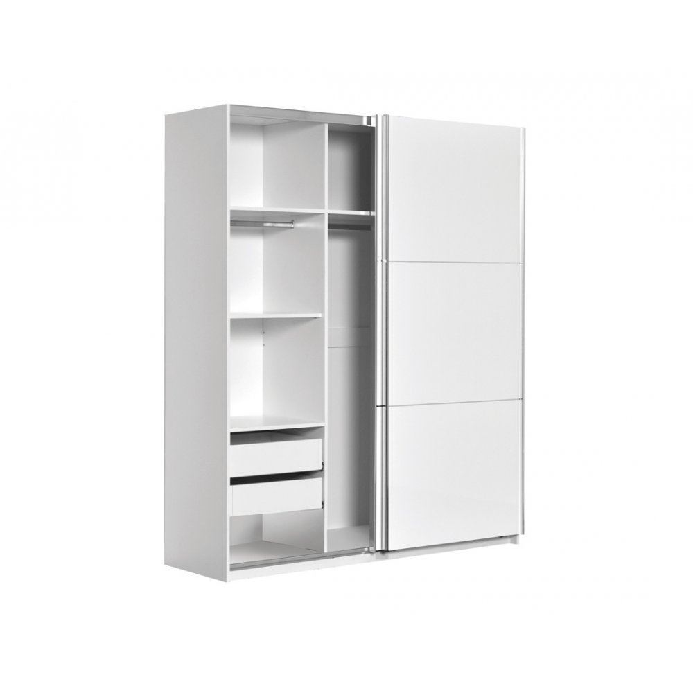 Ντουλάπα "ELEGANCE LINE" βαρέως τύπου δίφυλλη συρόμενη σε λευκό γυαλιστερό χρώμα 179x64x221.5