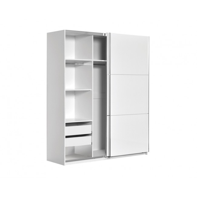 Ντουλάπα "ELEGANCE LINE" βαρέως τύπου δίφυλλη συρόμενη σε λευκό γυαλιστερό χρώμα 179x64x221.5
