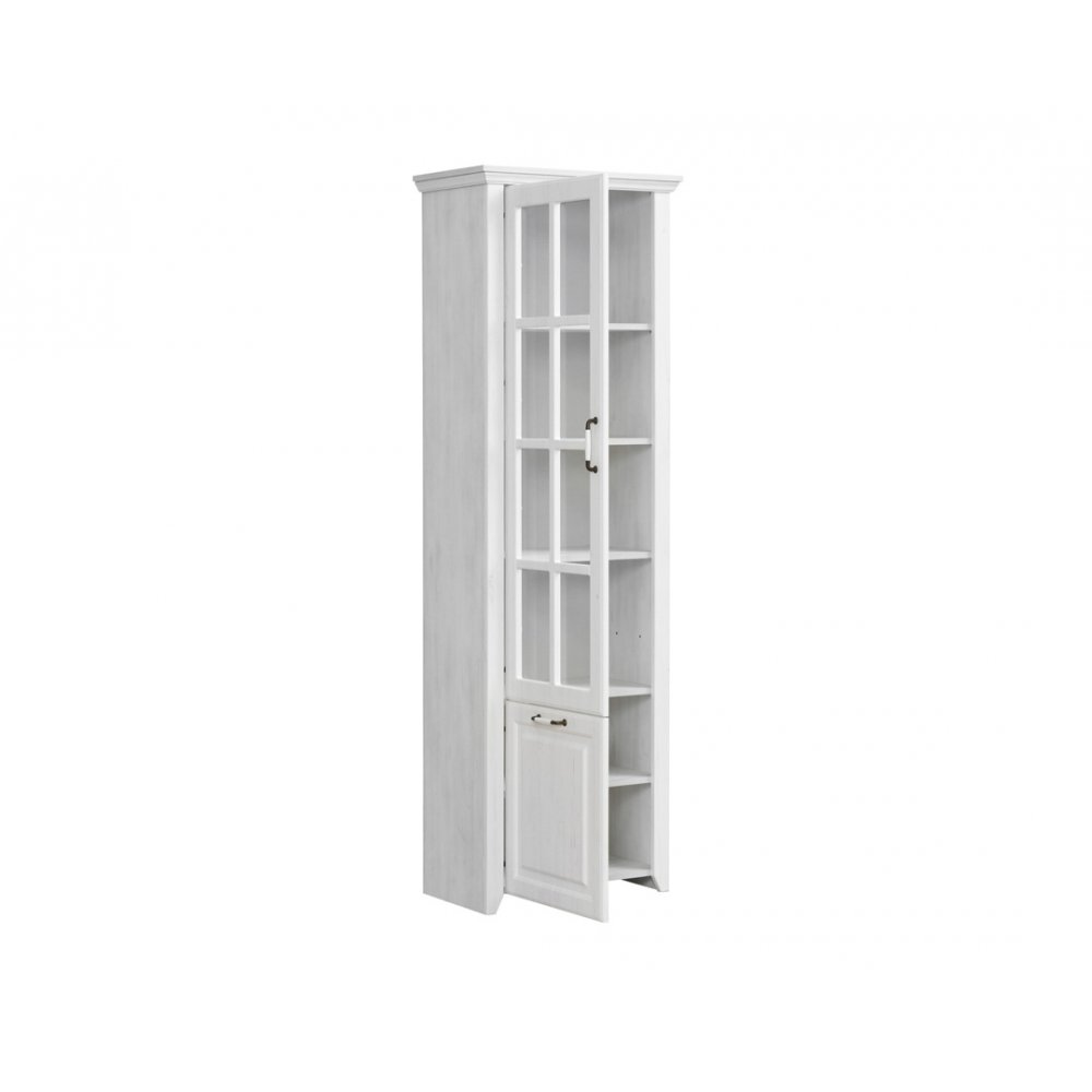 Βιτρίνα-βιβλιοθήκη "RUSTIC" από mdf σε ρουστίκ λευκό χρώμα 67x41x209