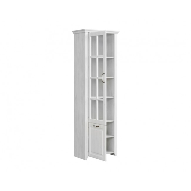 Βιτρίνα-βιβλιοθήκη "RUSTIC" από mdf σε ρουστίκ λευκό χρώμα 67x41x209