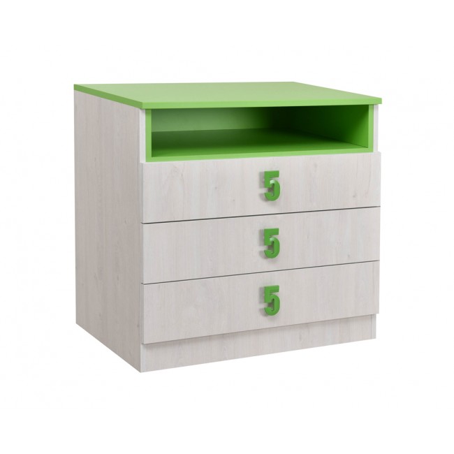 Συρταριέρα "NUMERO" σε λευκό δρυός-πράσινο χρώμα 80x52x75