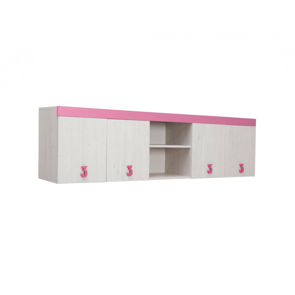 Ντουλάπι παιδικό "NUMERO" σε λευκό-ροζ χρώμα 205x42x57,5