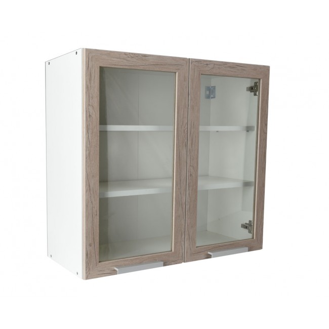 Πάνω ντουλάπι κουζίνας "IN" γυάλινο σε γκρι δρύς χρώμα 80x31x72