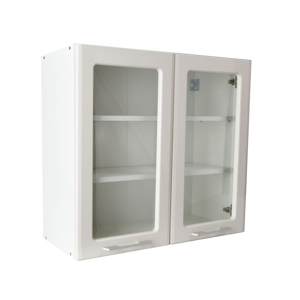 Πάνω ντουλάπι κουζίνας "IN MDF" γυάλινο σε μπεζ γυαλιστερό χρώμα 80x31x72