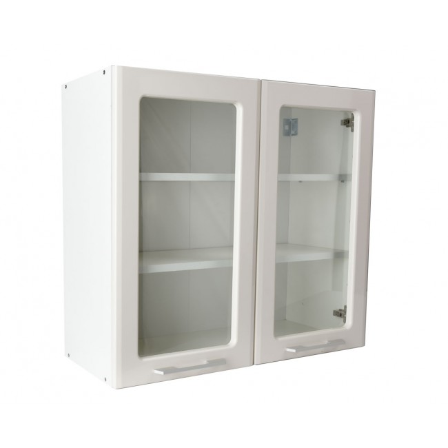 Πάνω ντουλάπι κουζίνας "IN MDF" γυάλινο σε μπεζ γυαλιστερό χρώμα 80x31x72