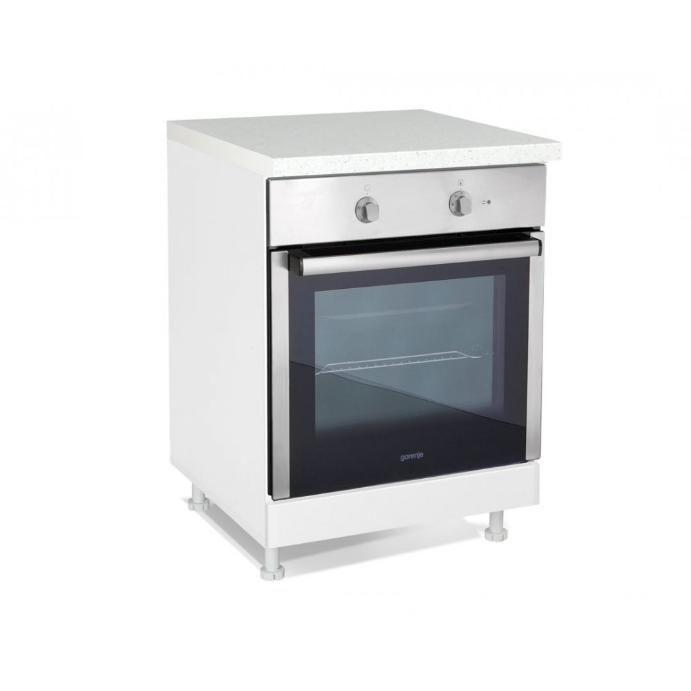 Κάτω ντουλάπι κουζίνας "IN MDF" για ενσωματωμένο φούρνο σε λευκό γυαλιστερό χρώμα 60x60x85