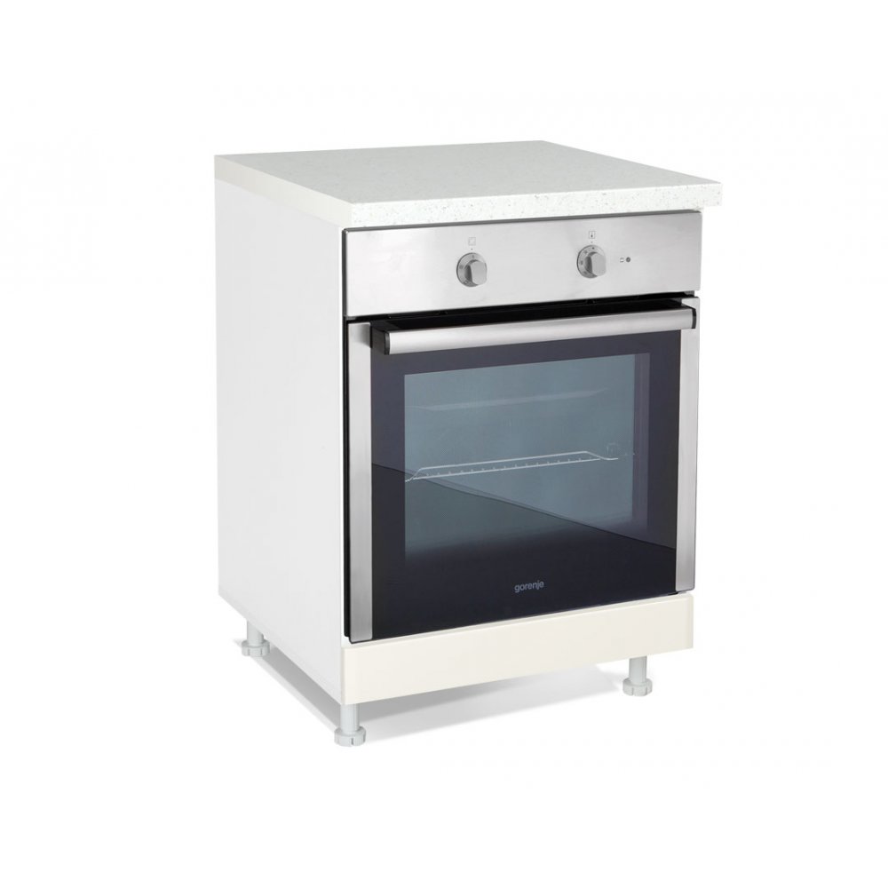 Κάτω ντουλάπι κουζίνας "IN MDF" για ενσωματωμένο φούρνο σε μπεζ γυαλιστερό χρώμα 60x60x85