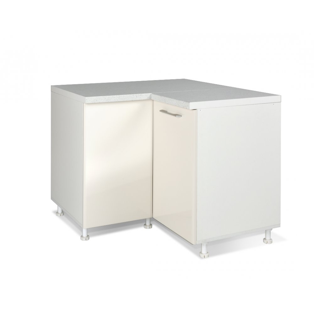 Γωνιακό ντουλάπι κουζίνας "IN MDF" σε μπεζ γυαλιστερό χρώμα 100/60x100/60x85