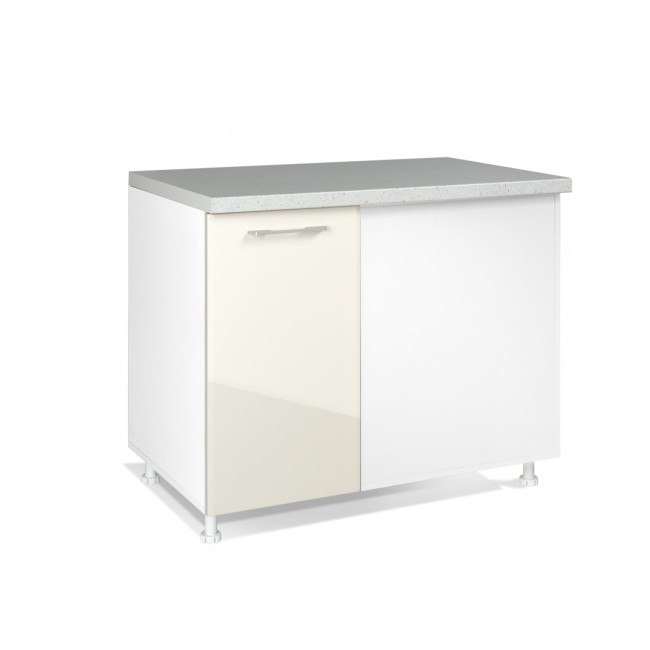 Κάτω ντουλάπι κουζίνας "IN MDF" σε μπεζ γυαλιστερό χρώμα 100x60x85