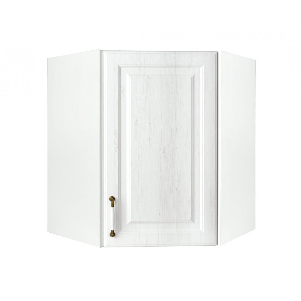 Γωνιακό επιτοίχιο ντουλάπι "RUSTIK" σε λευκό ρουστίκ χρώμα 60/31x60/31x72