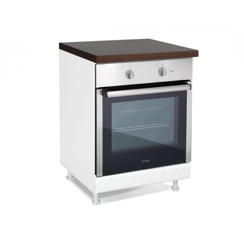 Κάτω ντουλάπι κουζίνας "RUSTIK" για ενσωματωμένο φούρνο σε λευκό ρουστίκ χρώμα 60x60x85