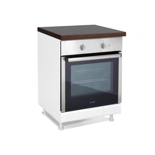 Κάτω ντουλάπι κουζίνας "RUSTIK" για ενσωματωμένο φούρνο σε λευκό ρουστίκ χρώμα 60x60x85