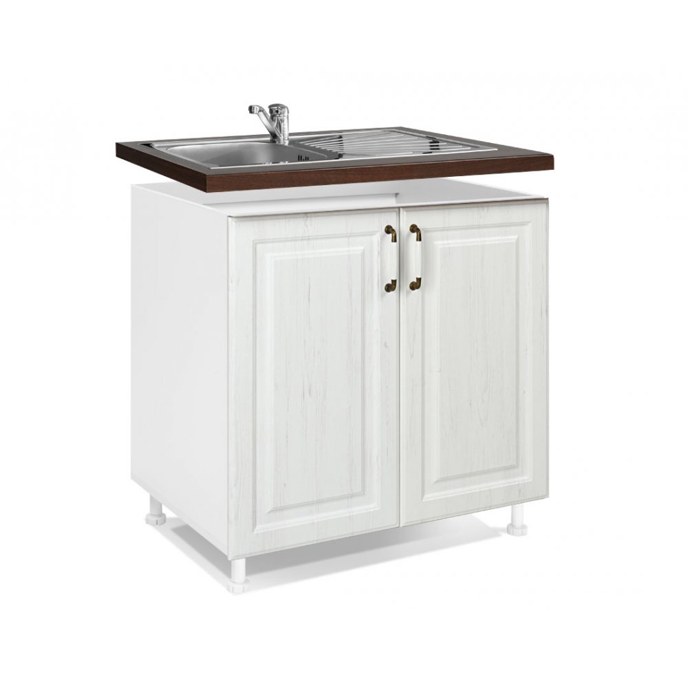 Nτουλάπι νεροχύτη "RUSTIK" σε λευκό ρουστίκ χρώμα 80x60x85