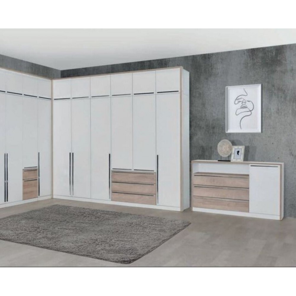 Συρταριέρα μπουφές "KALIOPA 1V3F" σε χρώμα λευκό/δρυς 147,5x39,5x91