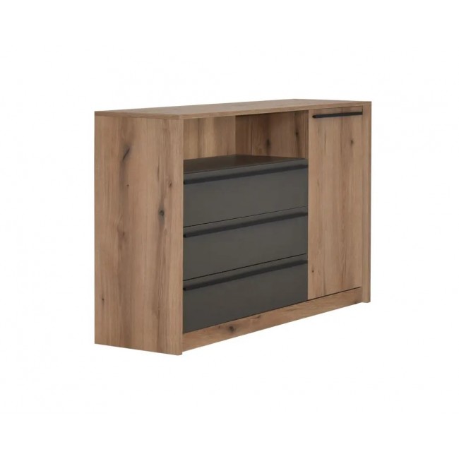 Συρταριέρα μπουφές "KALIOPA 1V3F" σε χρώμα φυσικό δρυς/ανθρακί 147,5x39,5x91