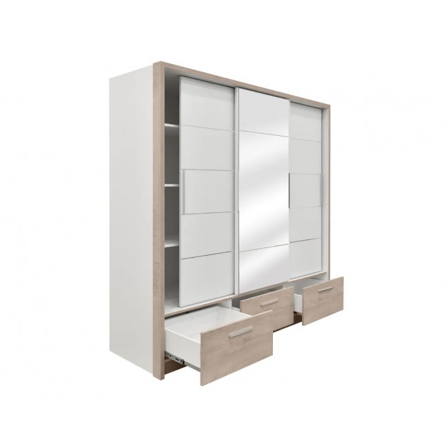 Ντουλάπα "KALIOPA 230" σε χρώμα λευκό/δρυς 229x64x222