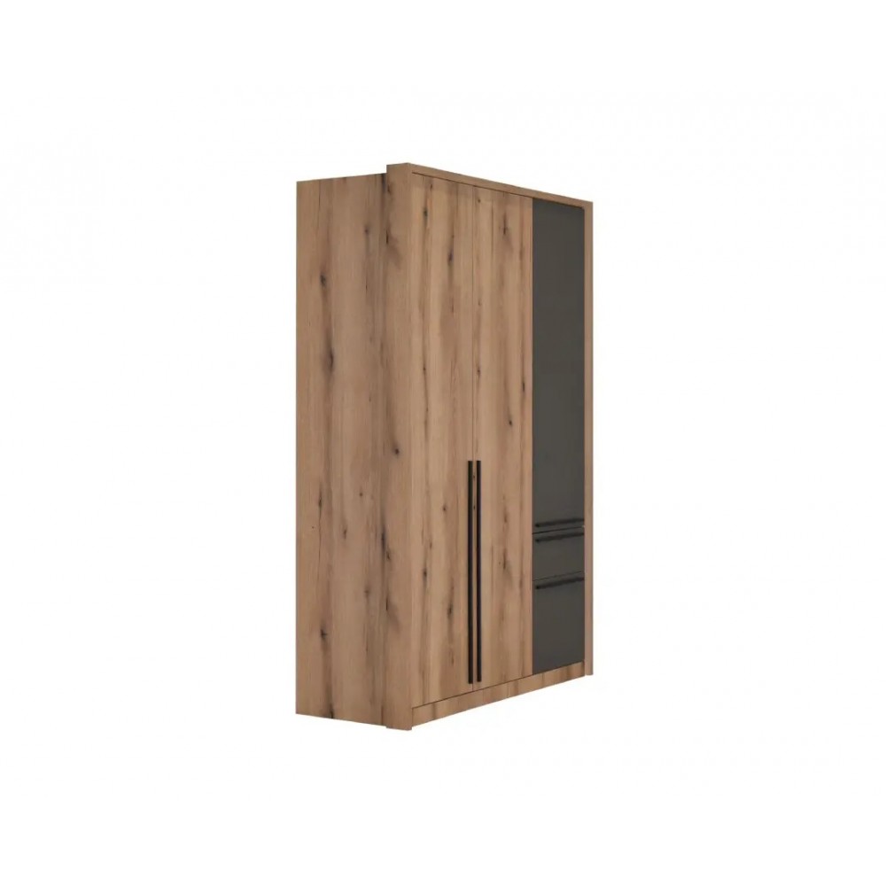 Ντουλάπα "KALIOPA 3V2F" τρίφυλλη σε χρώμα φυσικό δρυς/ανθρακί 147x55,5x215,5