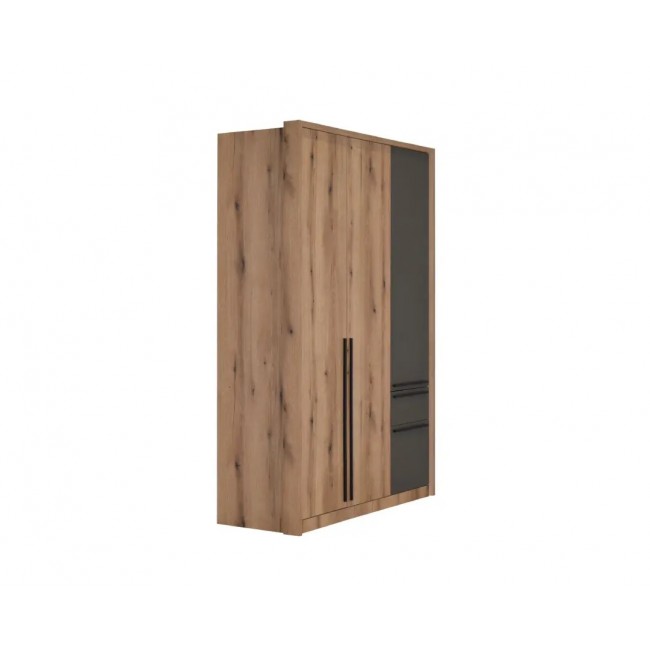 Ντουλάπα "KALIOPA 3V2F" τρίφυλλη σε χρώμα φυσικό δρυς/ανθρακί 147x55,5x215,5