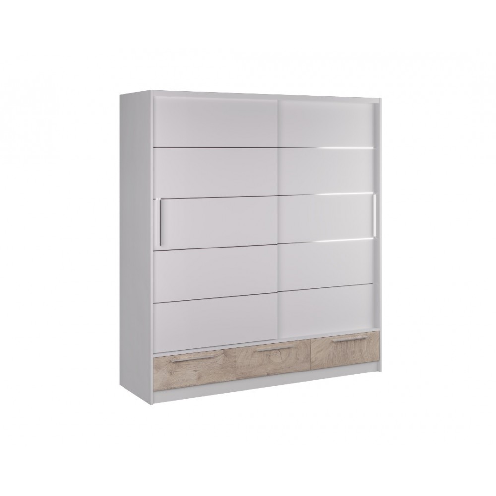 Ντουλάπα "LARA 200" συρόμενη σε χρώμα δρυς/λευκό 200x62x220