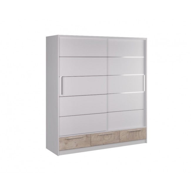 Ντουλάπα "LARA 200" συρόμενη σε χρώμα δρυς/λευκό 200x62x220