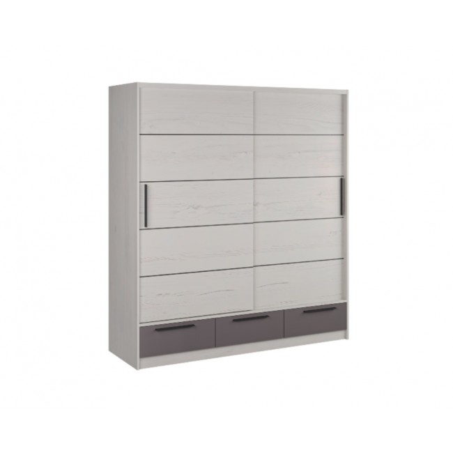 Ντουλάπα "LARA 150" συρόμενη σε χρώμα δρυς πάγου/ανθρακί 149x62x220