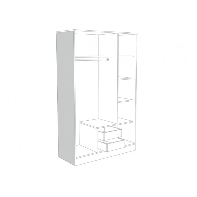 Ντουλάπα τρίφυλλη "IVA" σε χρώμα δρυς 123x53x200