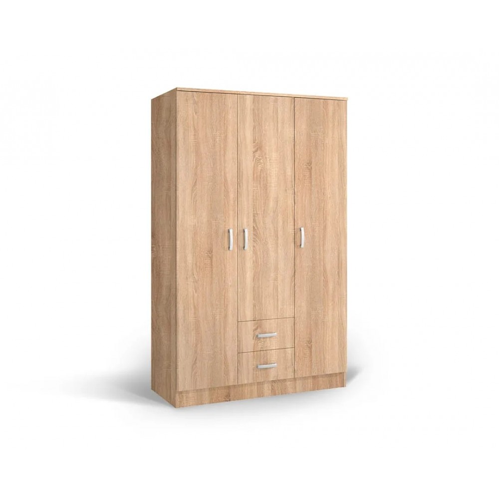 Ντουλάπα τρίφυλλη "IVA" σε χρώμα δρυς 123x53x200