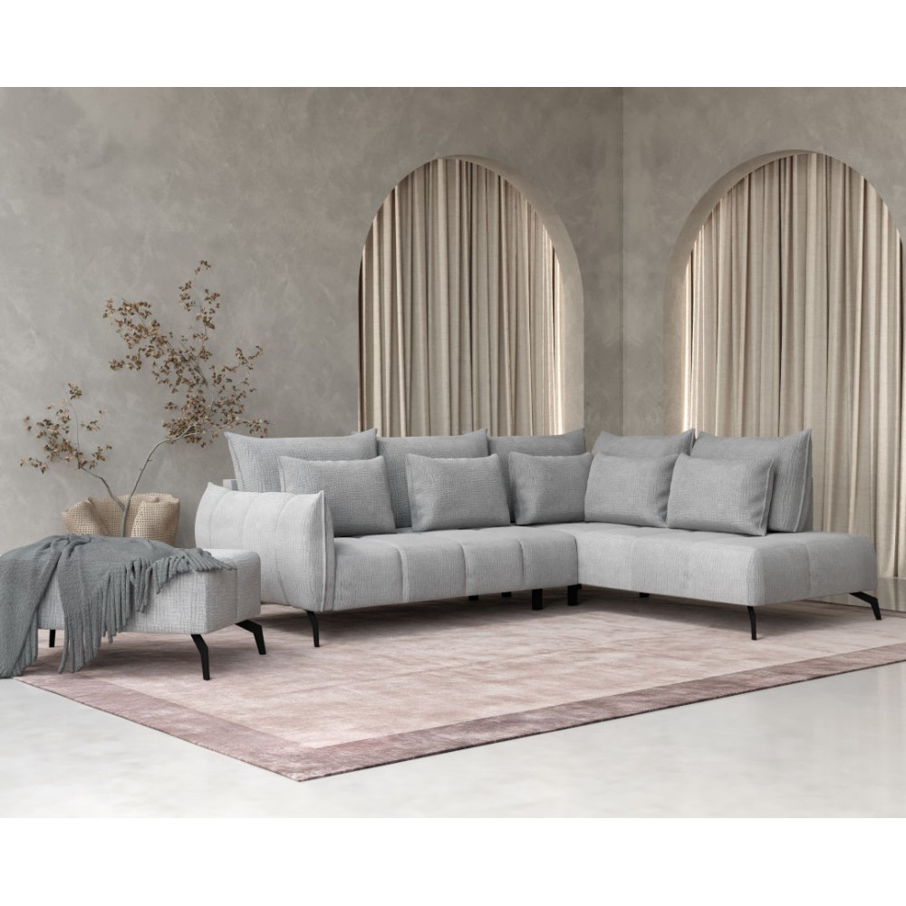 Γωνιακός καναπές "CASABLANCA" αριστερής φοράς από ύφασμα σε χρώμα γκρι 275x222x90
