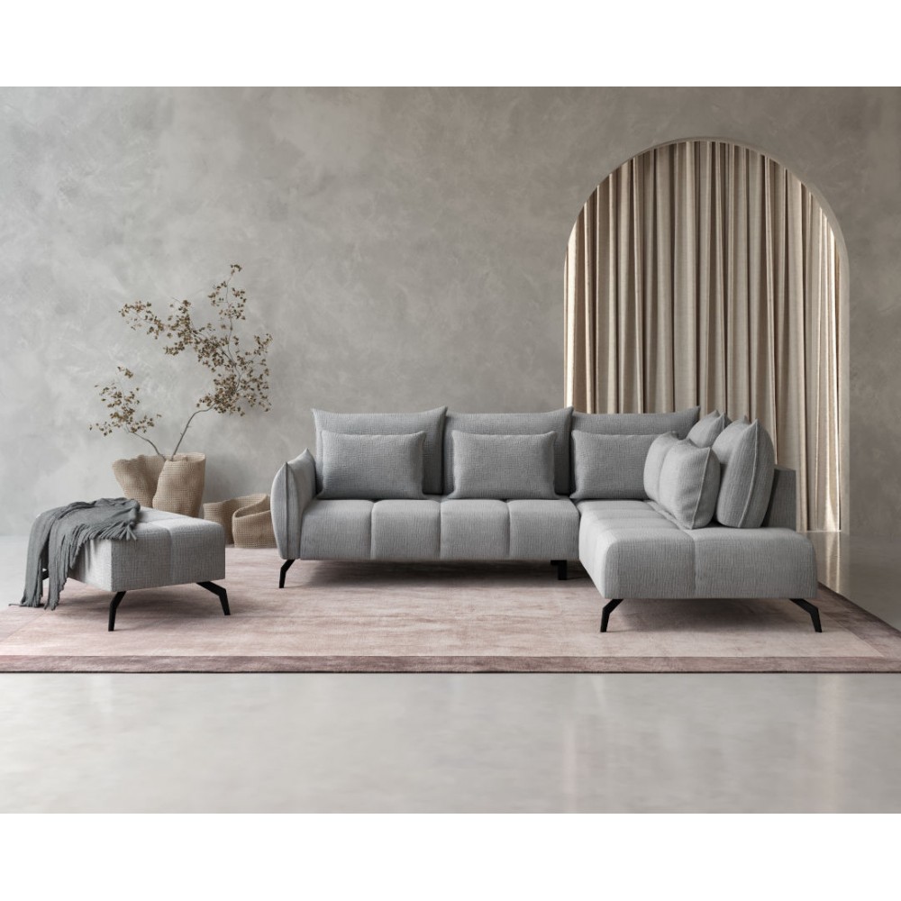 Γωνιακός καναπές "CASABLANCA" αριστερής φοράς από ύφασμα σε χρώμα γκρι 275x222x90