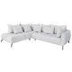 Γωνιακός καναπές "CASABLANCA" δεξιάς φοράς από ύφασμα σε χρώμα λευκό 275x222x90