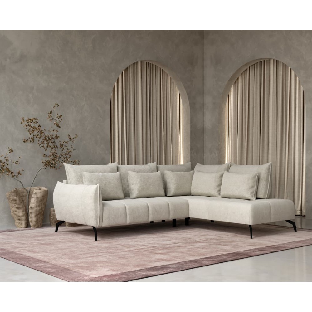 Γωνιακός καναπές "CASABLANCA" αριστερής φοράς από ύφασμα σε χρώμα μπεζ 275x222x90