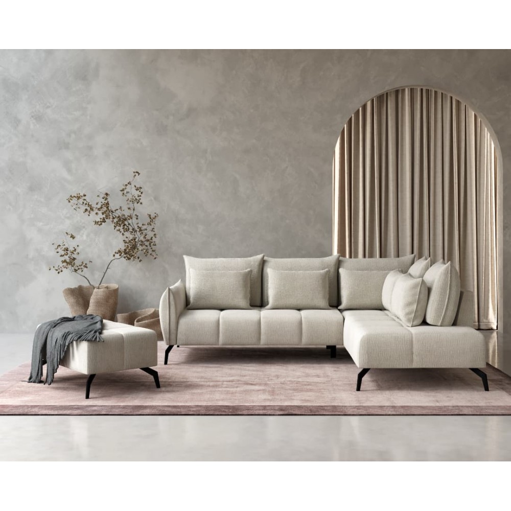 Γωνιακός καναπές "CASABLANCA" αριστερής φοράς από ύφασμα σε χρώμα μπεζ 275x222x90